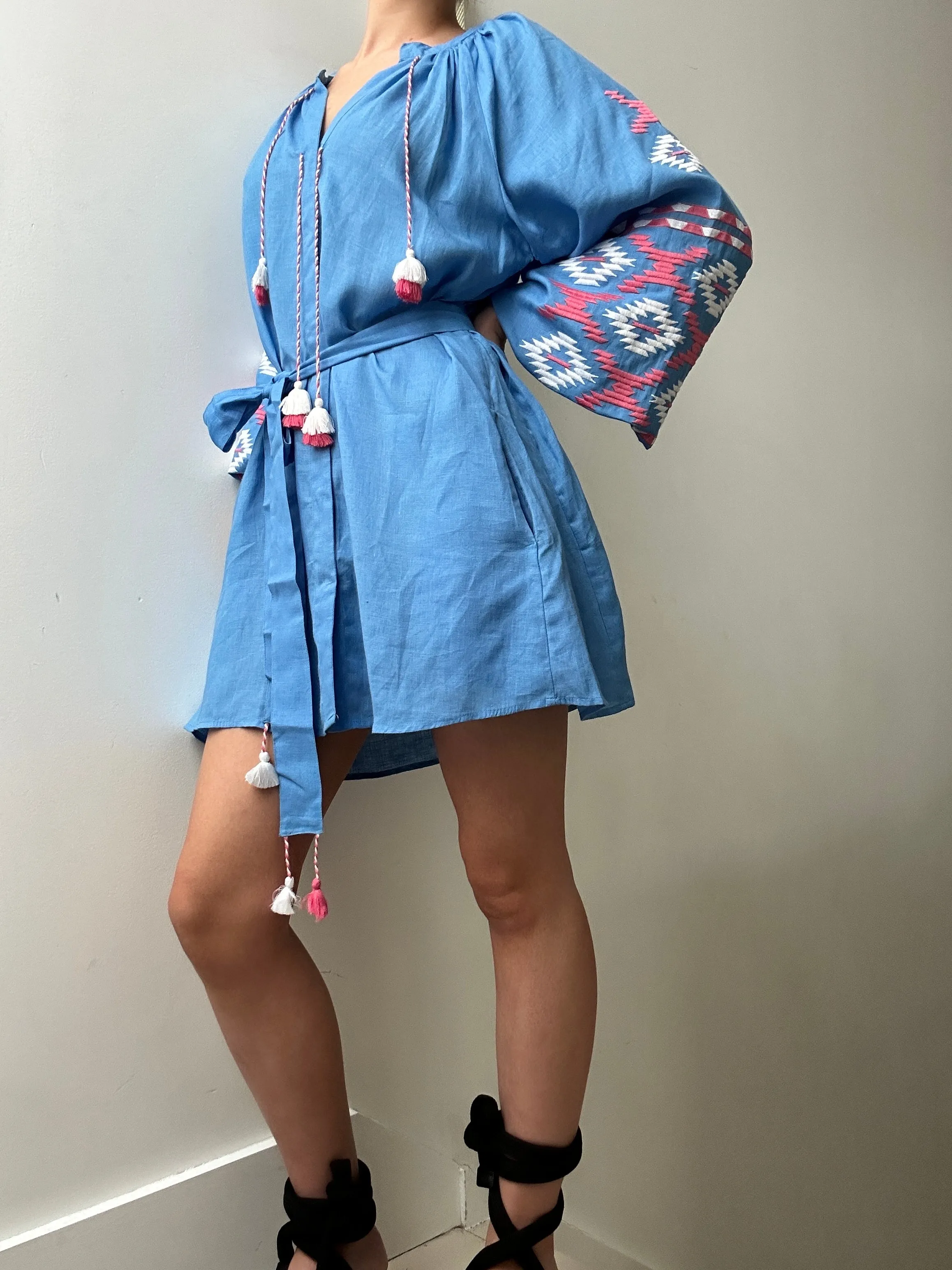 March 11 Short Dress Blue Pink