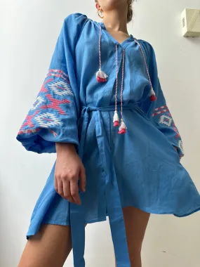 March 11 Short Dress Blue Pink
