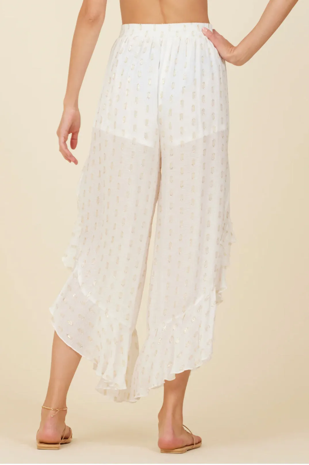 Megan Metallic Ruffle Pants