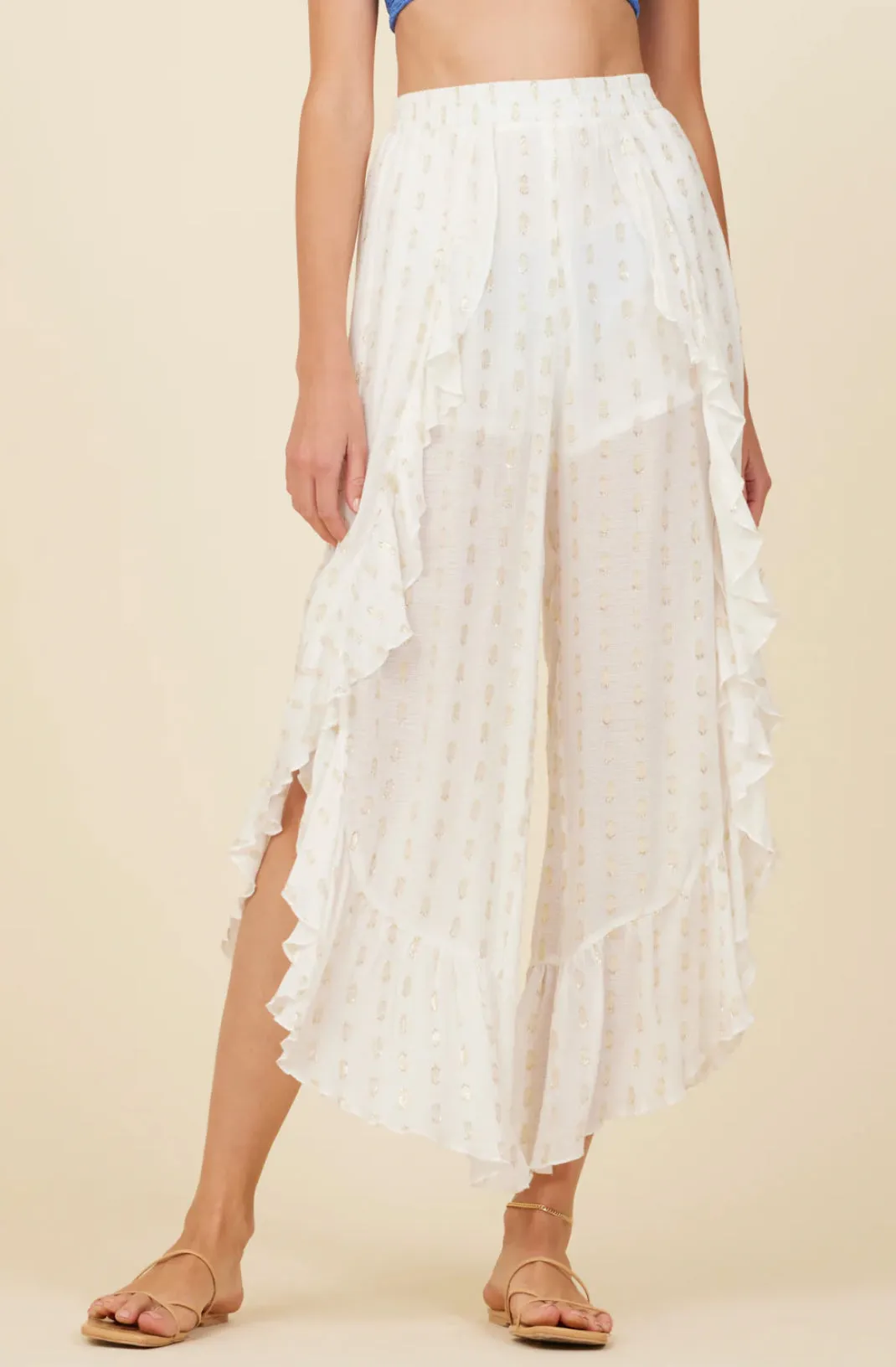 Megan Metallic Ruffle Pants