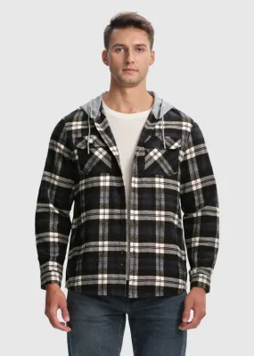 Men's Casual Buffalo Plaid Button Hooded Shirts