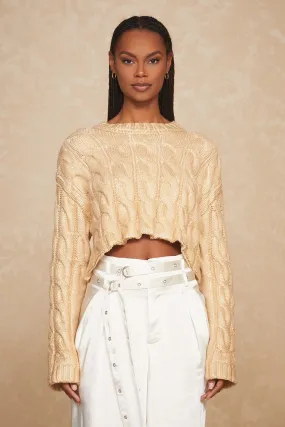 Metallic Cable Knit Sweater - Gold