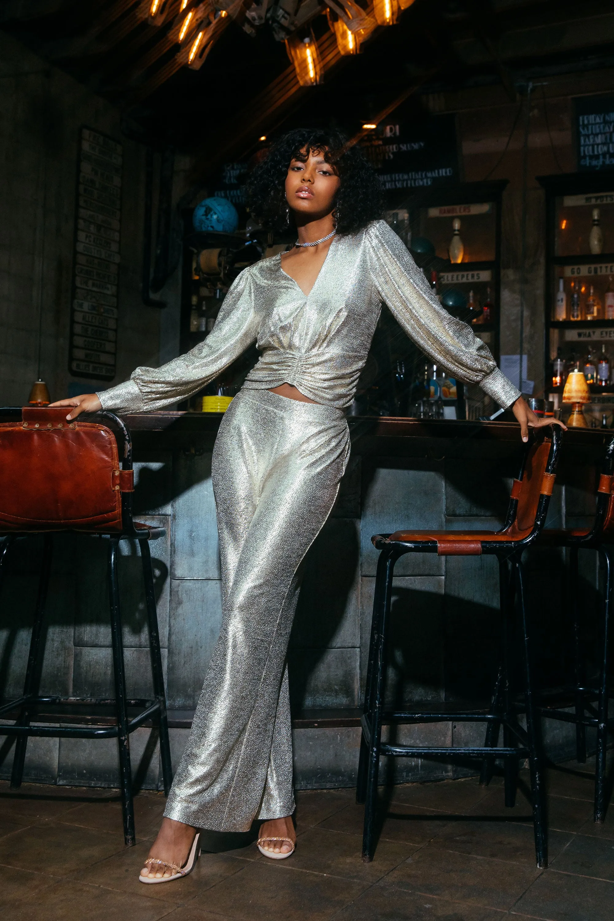Metallic Foil Pants