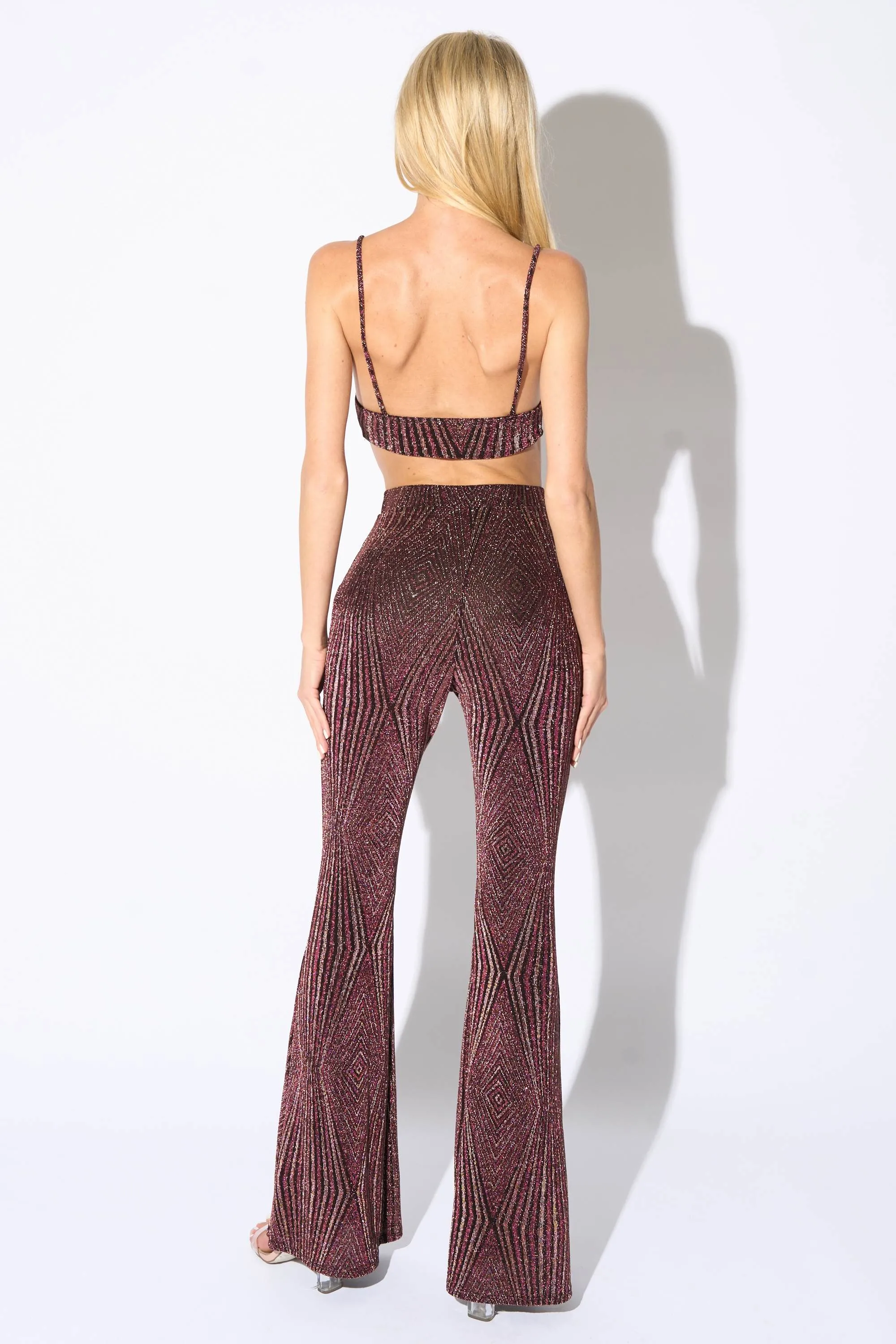 METALLIC LUREX GLITTER BRALETTE TOP & PANTS SET