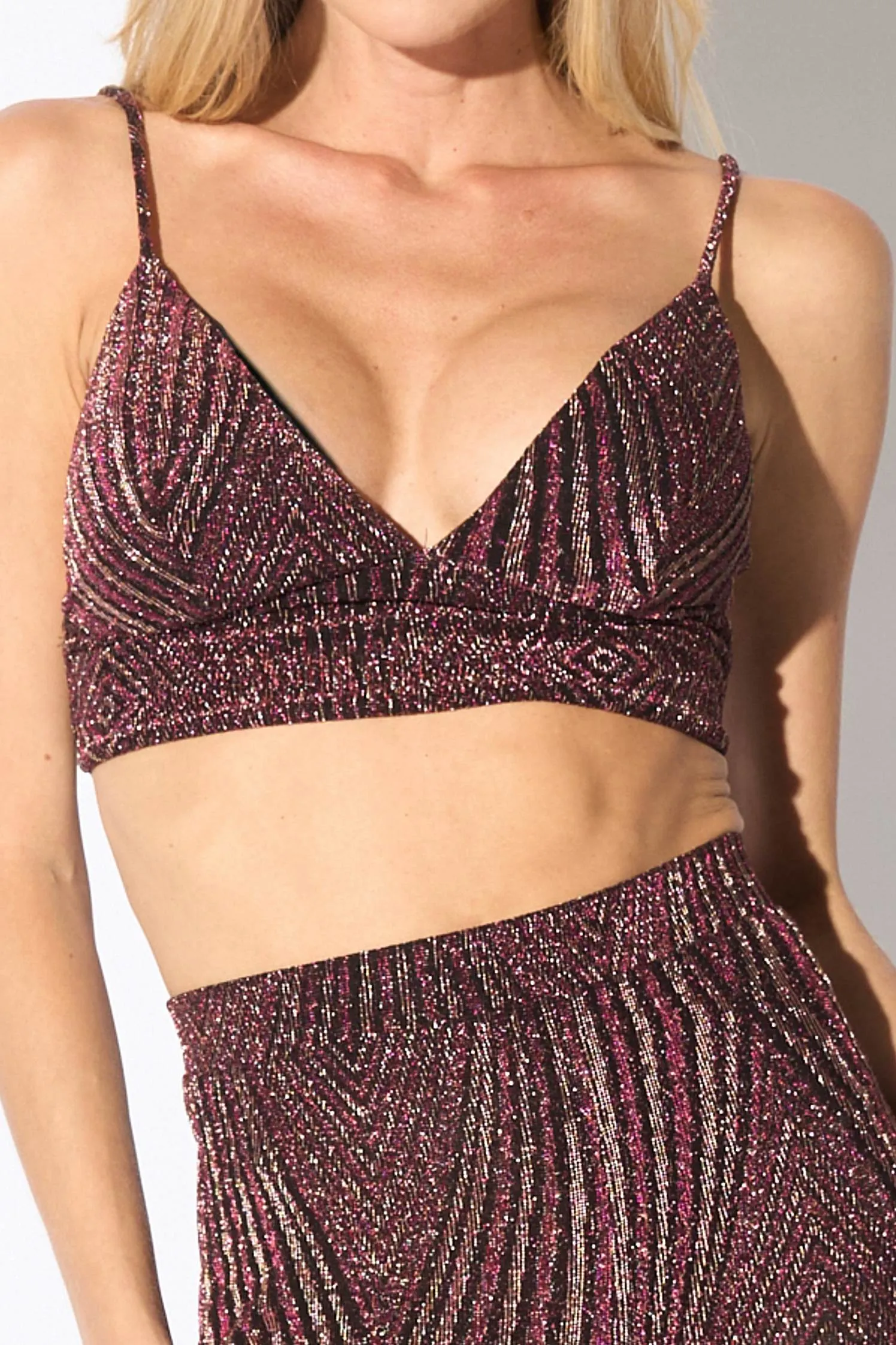 METALLIC LUREX GLITTER BRALETTE TOP & PANTS SET
