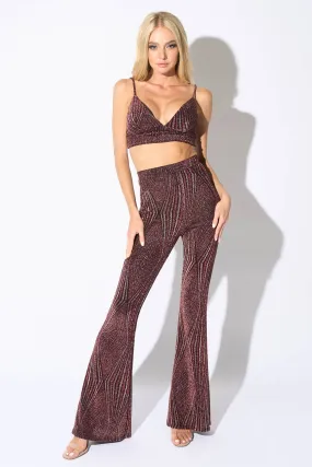 METALLIC LUREX GLITTER BRALETTE TOP & PANTS SET
