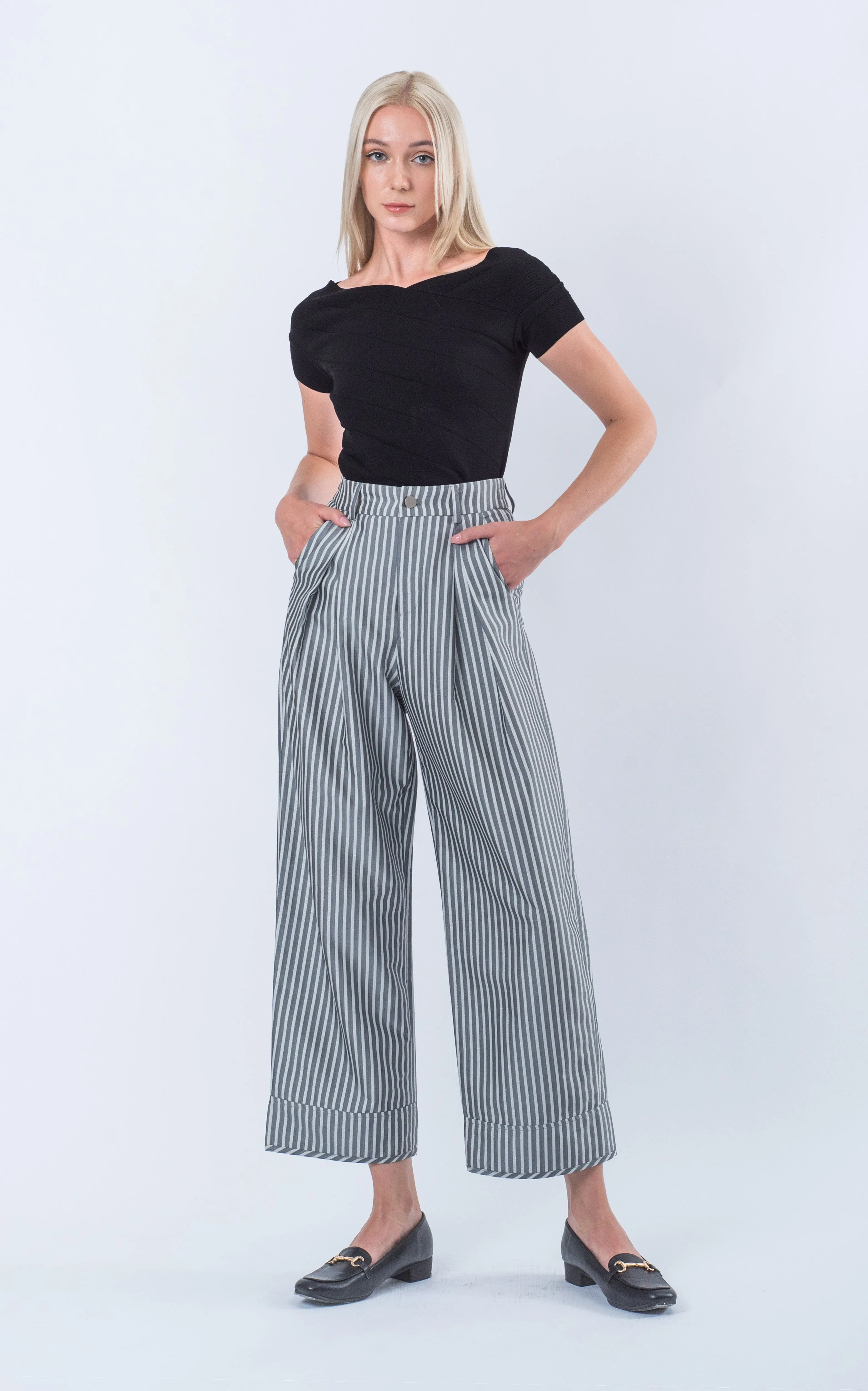 Metallic Striped Pants