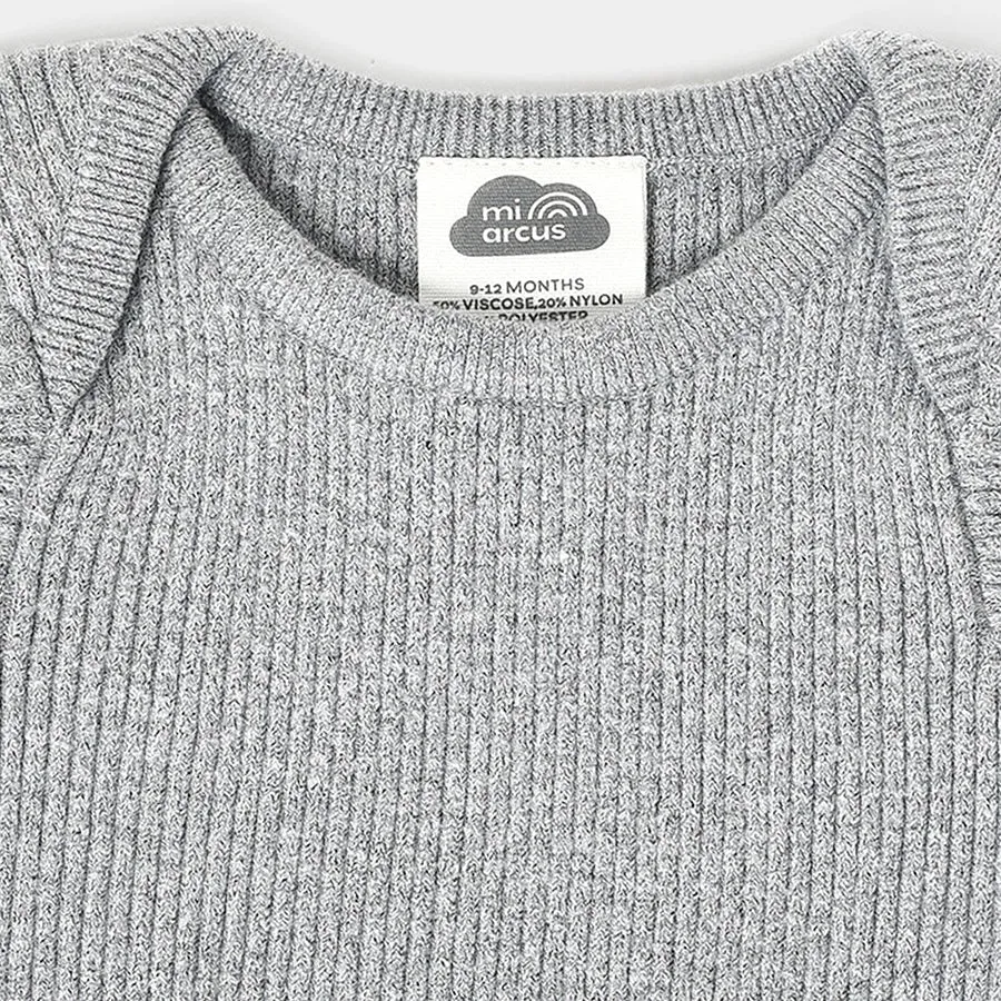 Misty Full Sleeve Knitted Thermal Grey Top