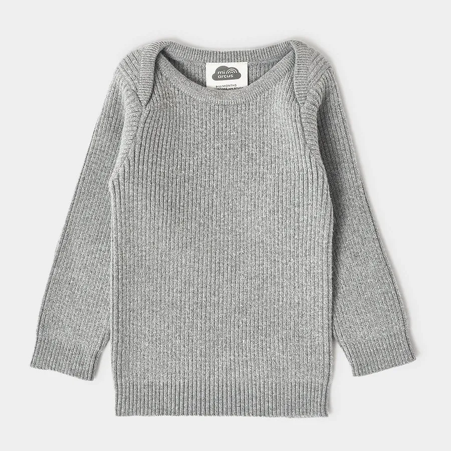 Misty Full Sleeve Knitted Thermal Grey Top
