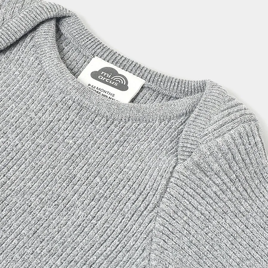 Misty Full Sleeve Knitted Thermal Grey Top