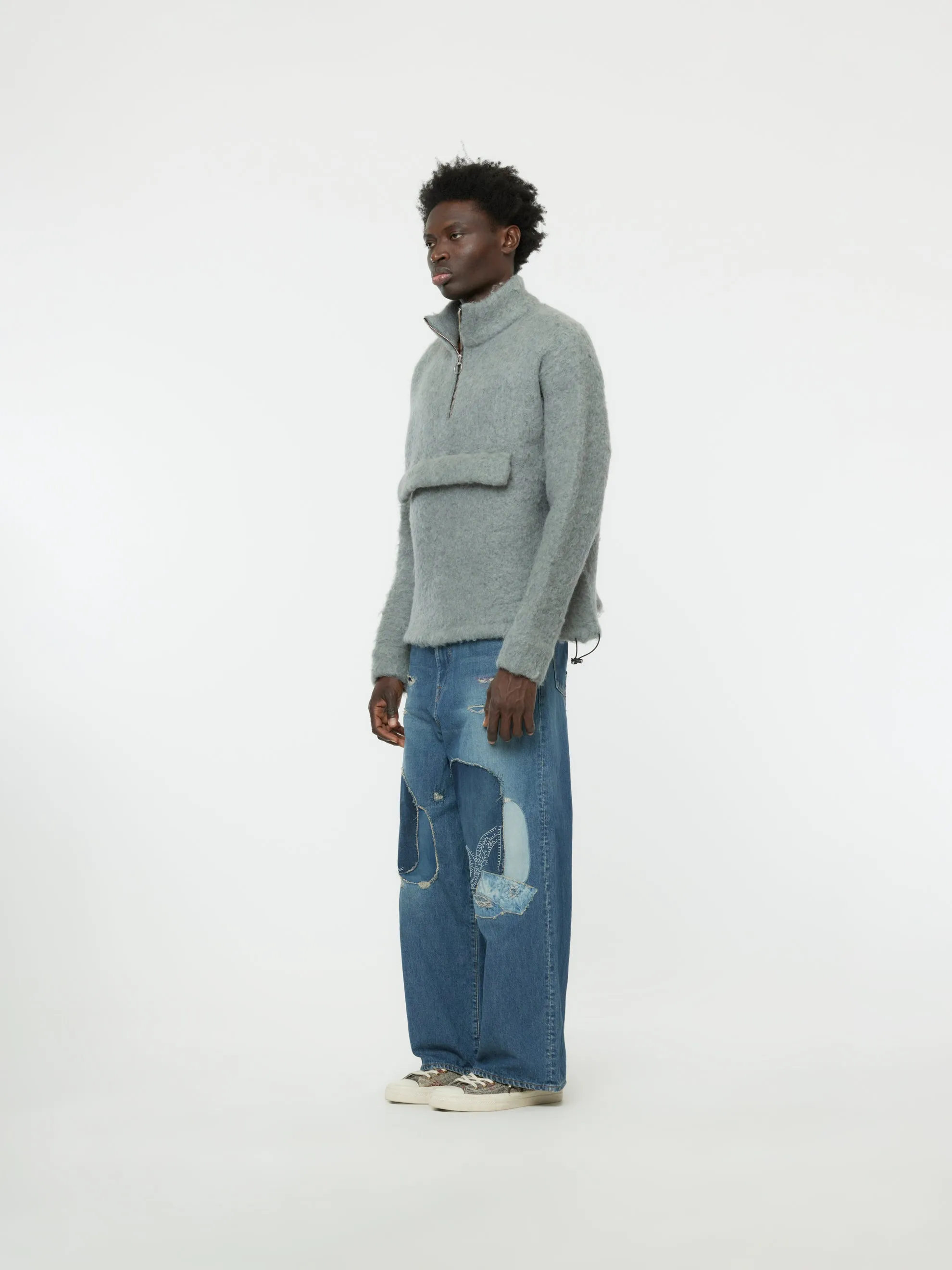 Mohair Half-Zip Anorak (Grey)