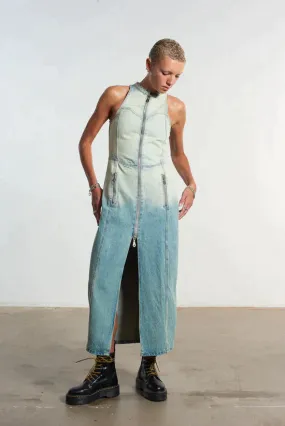 MOTOR DIRTY WASH DENIM MAXI DRESS