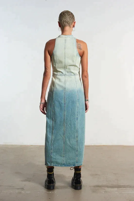 MOTOR DIRTY WASH DENIM MAXI DRESS