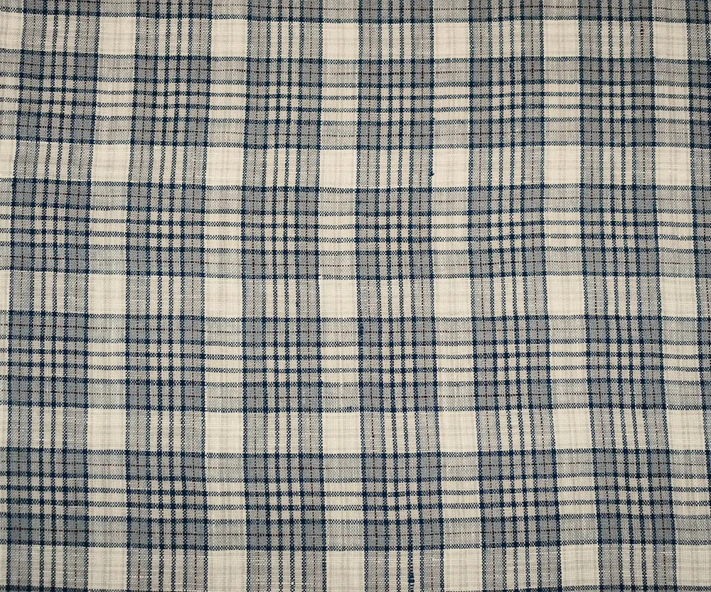 Navy-Red-White Moygashel Washed Plaid Irish Linen Fabric