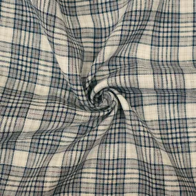 Navy-Red-White Moygashel Washed Plaid Irish Linen Fabric