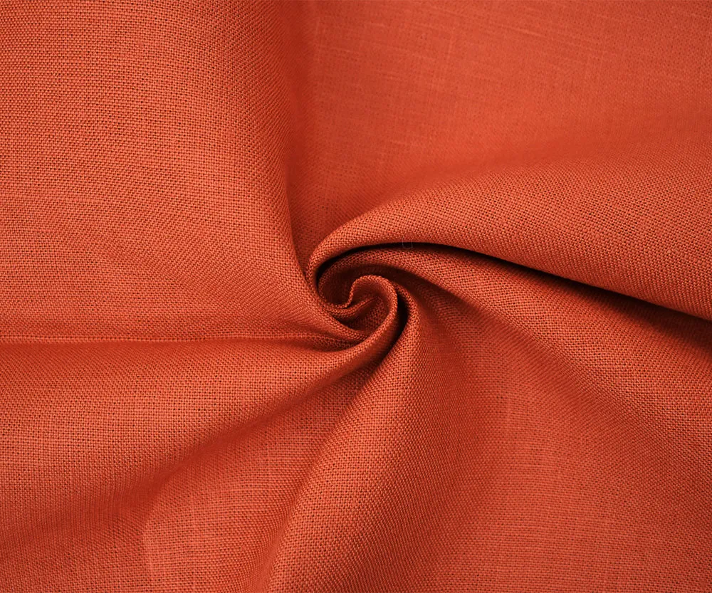 Orange Moygashel Solid Washed Irish Linen Woven Fabric