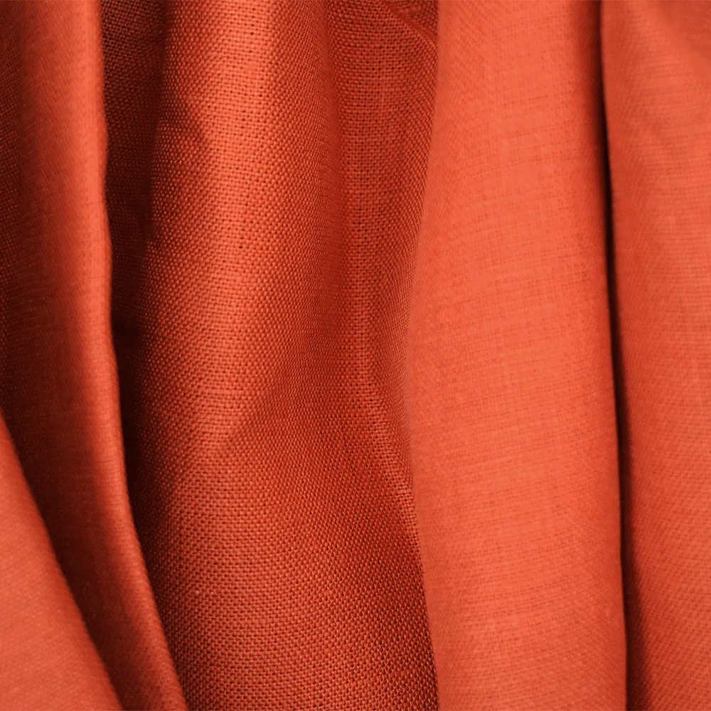 Orange Moygashel Solid Washed Irish Linen Woven Fabric