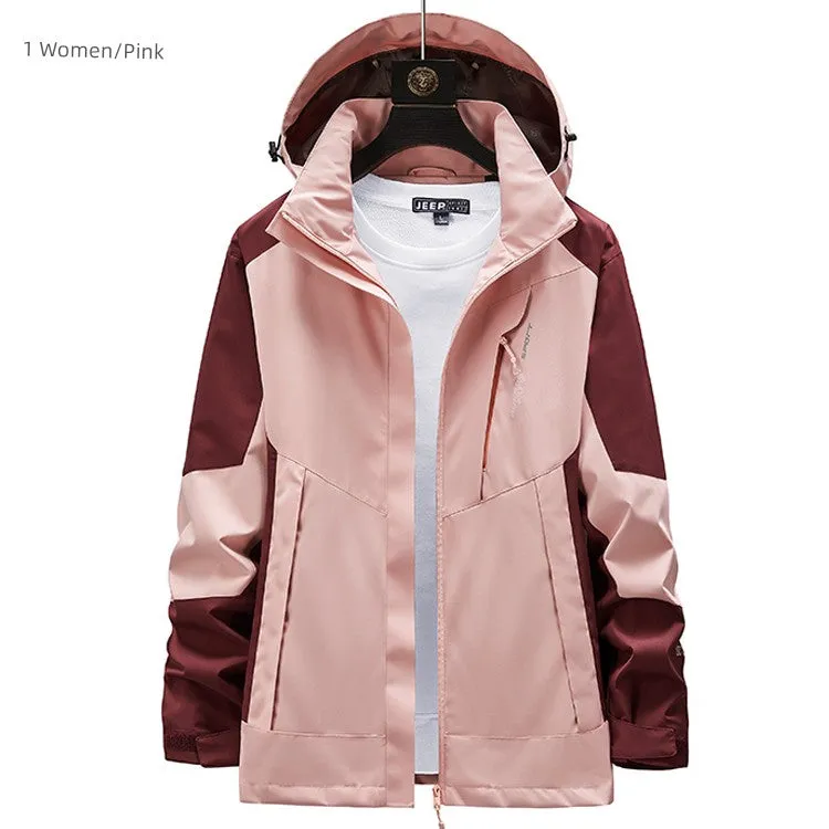 Outdoor Shell Jacket Men's Autumn Fashion Brand plus Size Army Green Outwear Single Layer Color Matching Windproof Women's Mountaineering Clothing