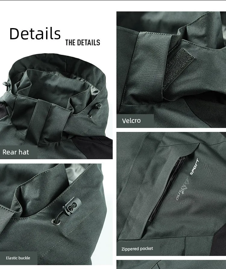 Outdoor Shell Jacket Men's Autumn Fashion Brand plus Size Army Green Outwear Single Layer Color Matching Windproof Women's Mountaineering Clothing