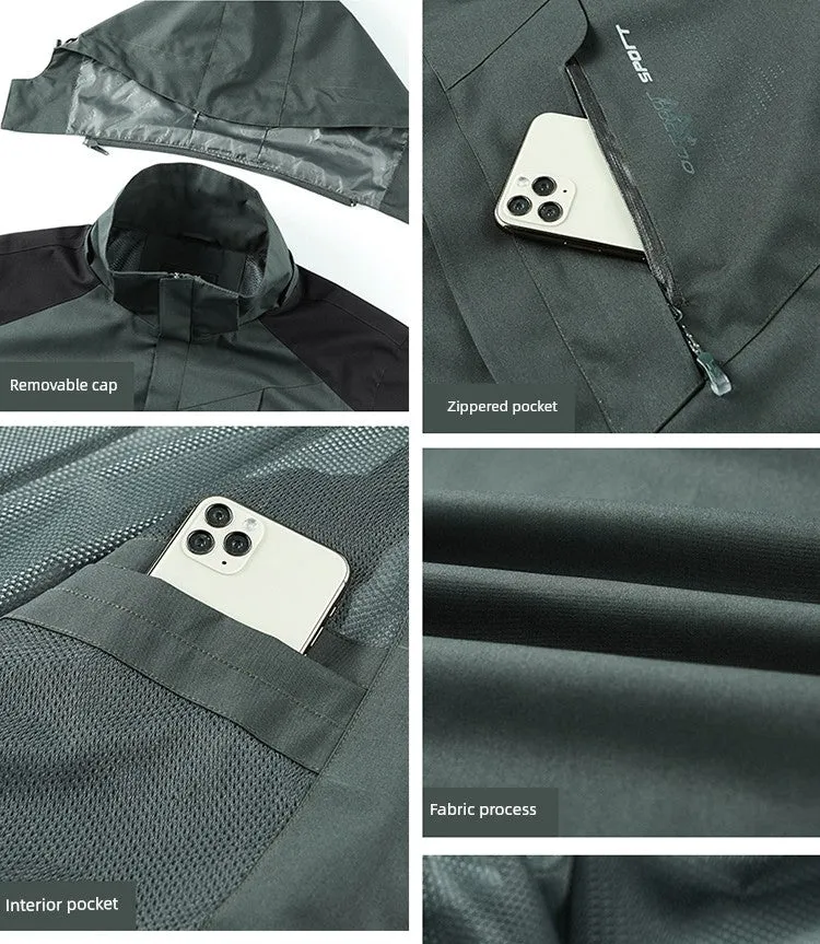Outdoor Shell Jacket Men's Autumn Fashion Brand plus Size Army Green Outwear Single Layer Color Matching Windproof Women's Mountaineering Clothing