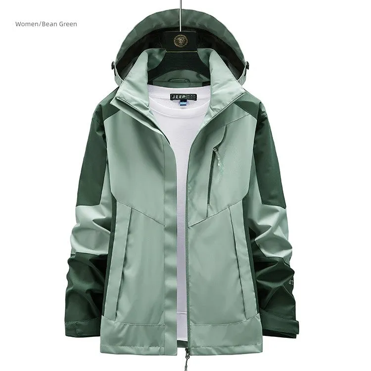 Outdoor Shell Jacket Men's Autumn Fashion Brand plus Size Army Green Outwear Single Layer Color Matching Windproof Women's Mountaineering Clothing