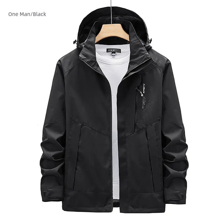 Outdoor Shell Jacket Men's Autumn Fashion Brand plus Size Army Green Outwear Single Layer Color Matching Windproof Women's Mountaineering Clothing