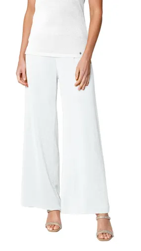 Paola Wide Leg Shimmery Pant - Silver White