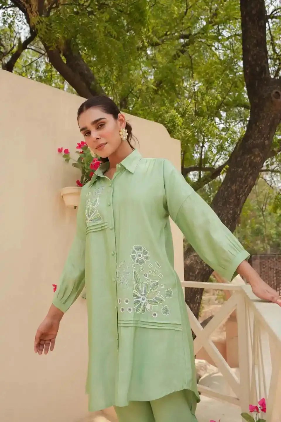 PASTEL GREEN EMBROIDERED CO-ORDINATED SET FOR WOMEN