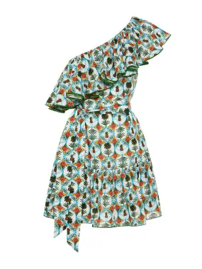 Pietra linen mini dress in Palm white