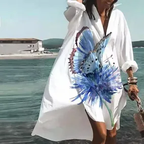 Relaxed Long Sleeve Bohemian Print Maxi Dress