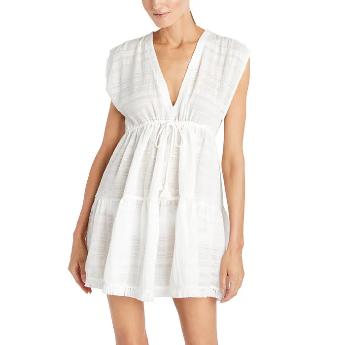 Robin Piccone Natalie Flouncy Tunic Dress Coverup - White