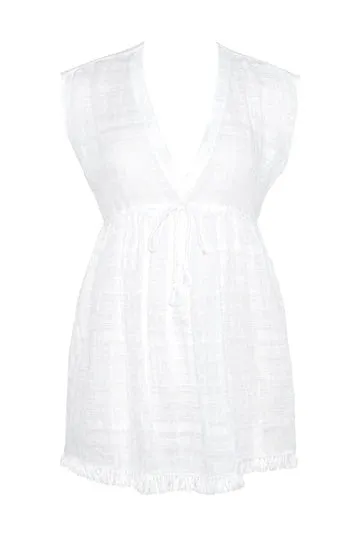 Robin Piccone Natalie Flouncy Tunic Dress Coverup - White