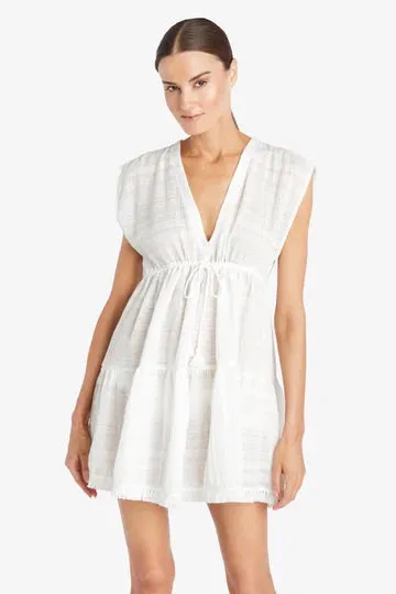 Robin Piccone Natalie Flouncy Tunic Dress Coverup - White
