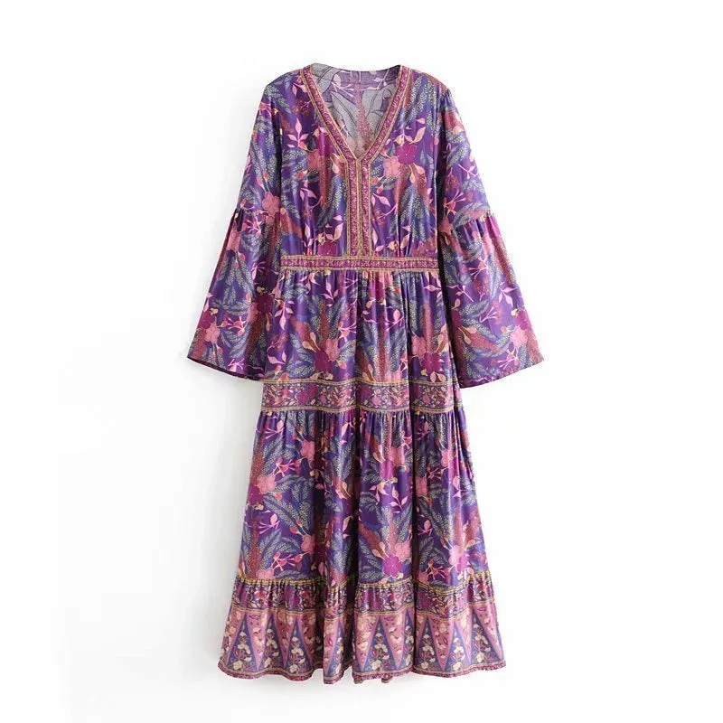 Rover Floral Print Bohemian Maxi Dress