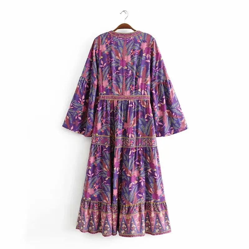 Rover Floral Print Bohemian Maxi Dress