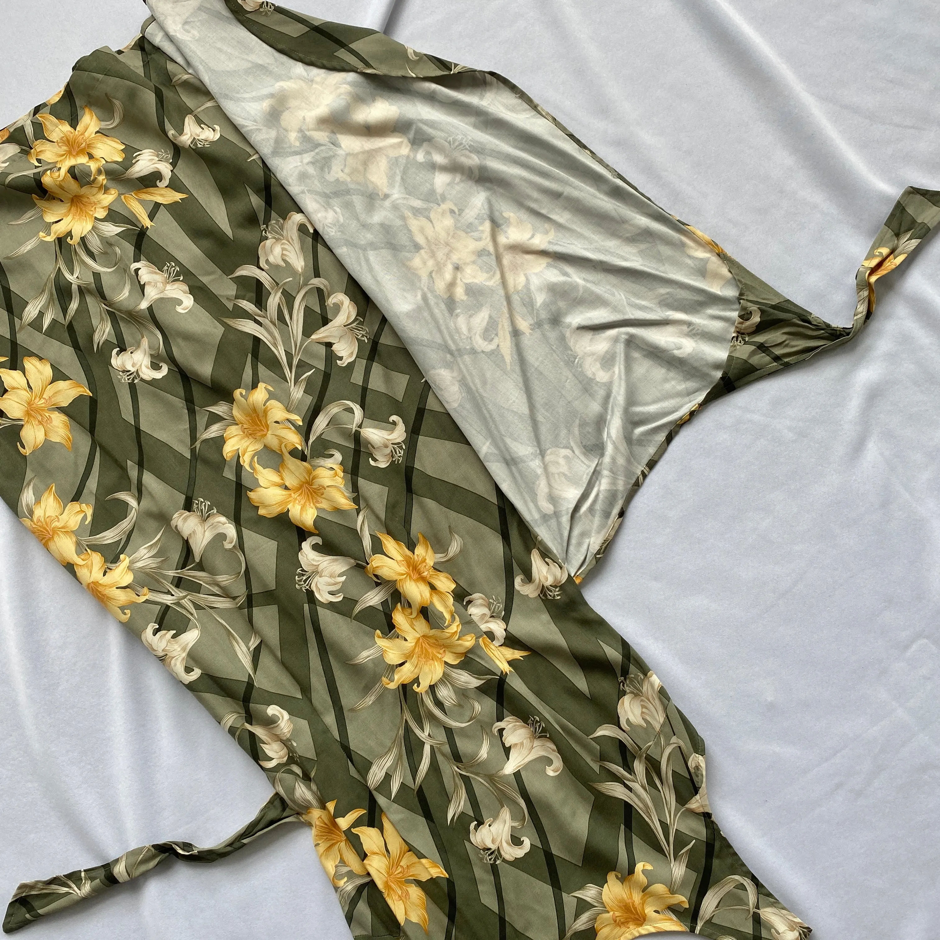 Sage floral wrap midi
