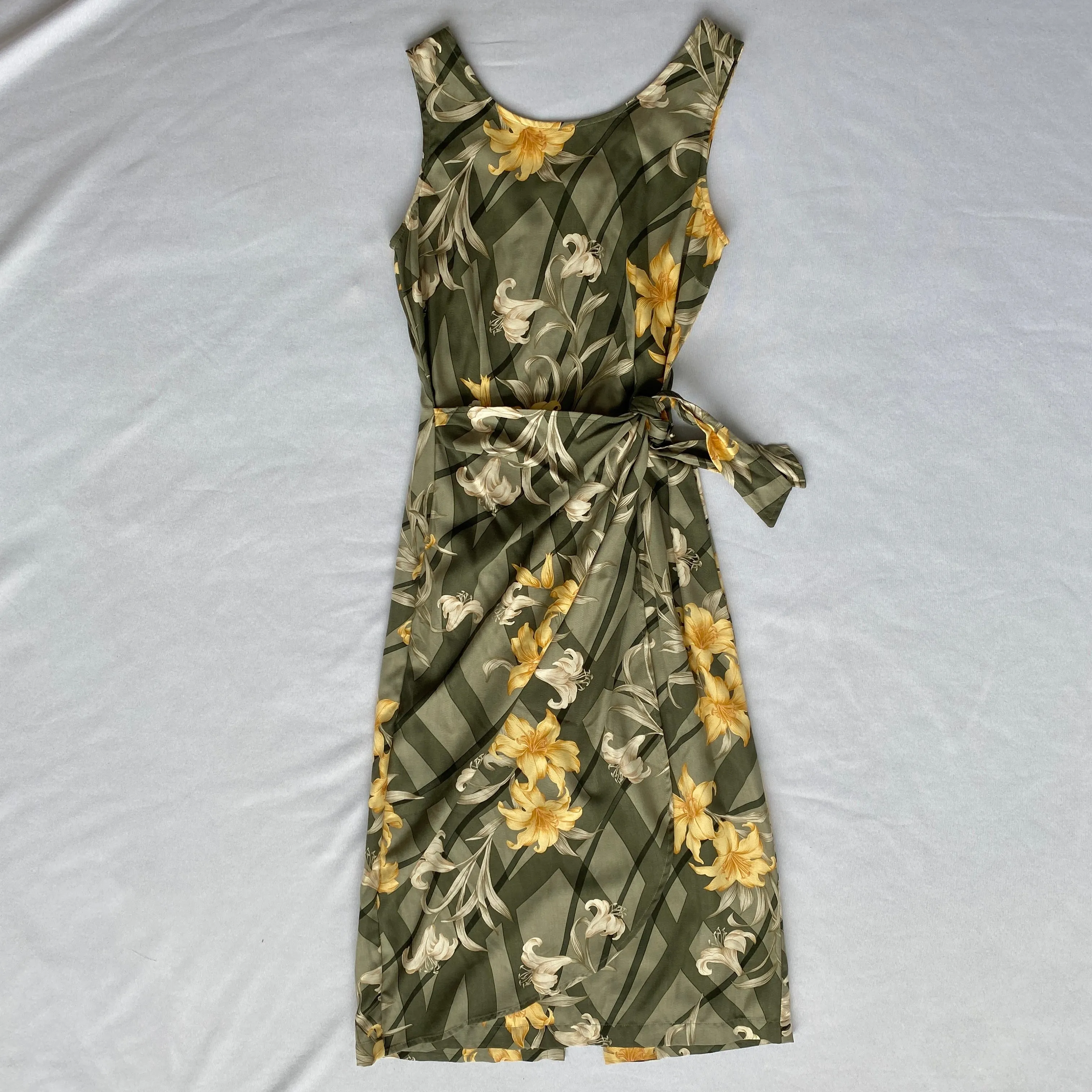 Sage floral wrap midi