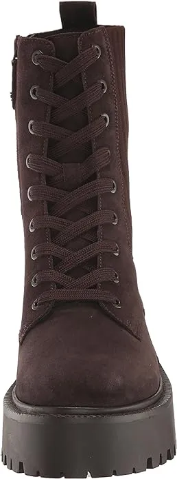 Sam Edelman Evina Chocolate Brown Lace Up Rounded Toe Chunky Heeled Ankle Boots