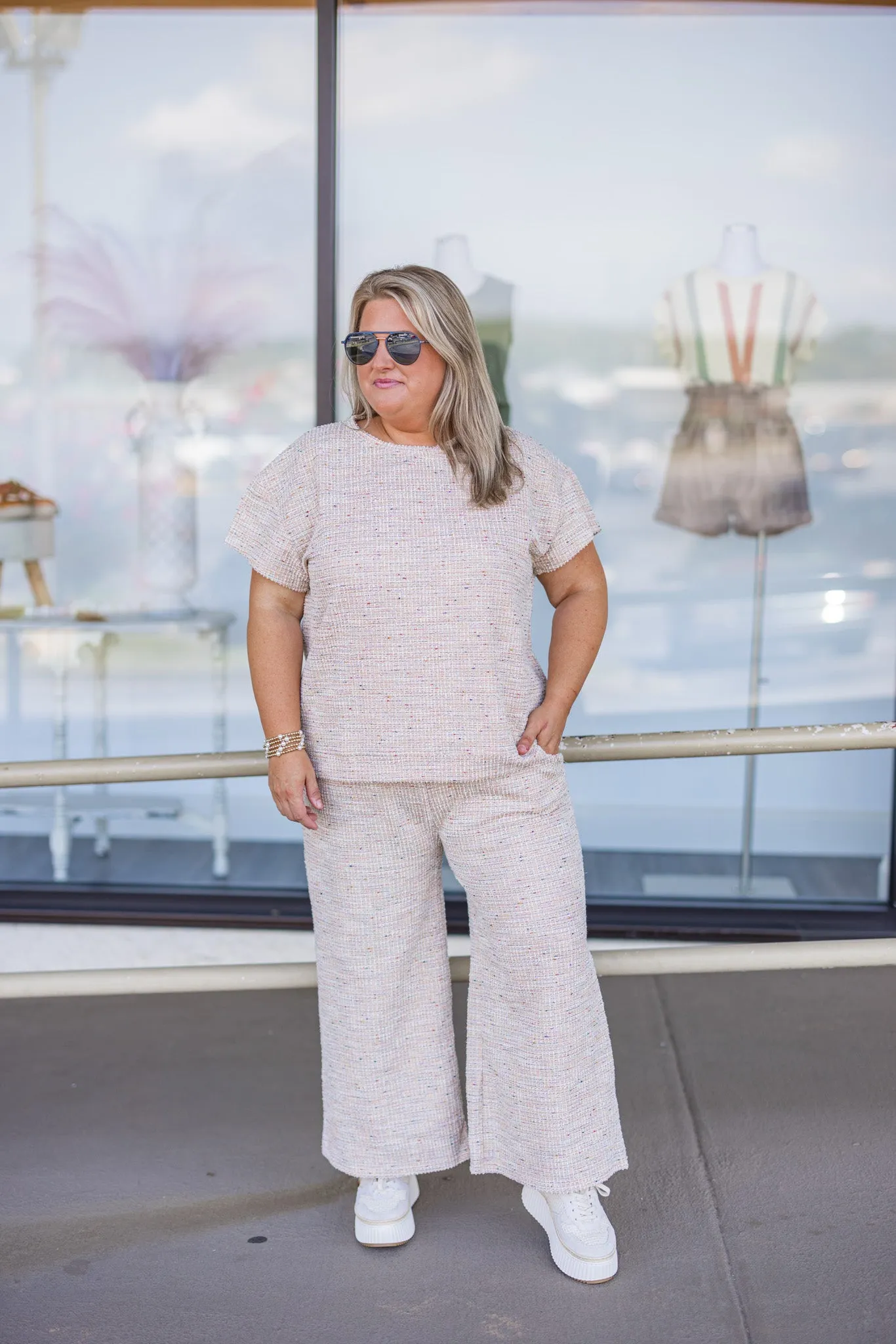 Shimmering Love Tan Textured Pants