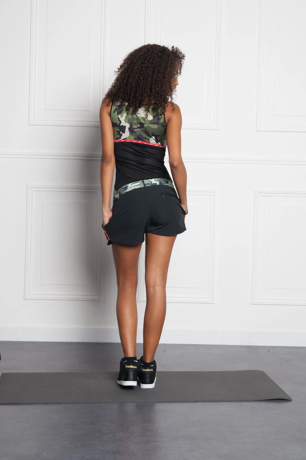 Short Sport camouflage kaki noir W2384WST