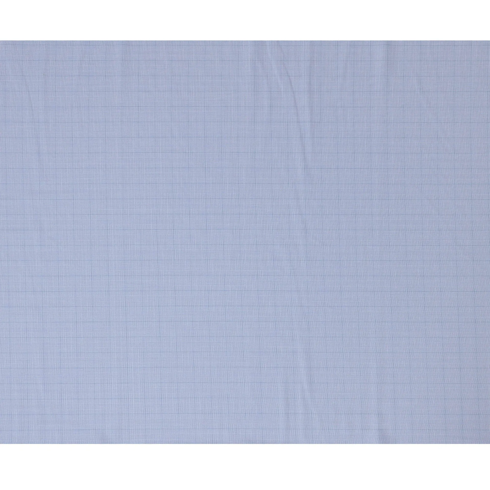 Sky Blue & Navy Windowpane Checkered 100% Cotton Shirting Fabric, 150 cm Width, Made in Italy-D20504
