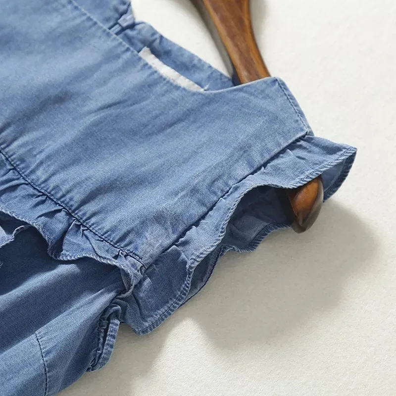 Sleeveless Mini Soft Jeans Dress Women