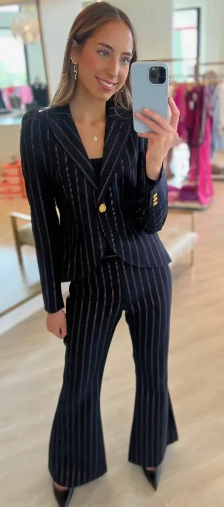 Sm24120 Metallic Stripe Bootcut Pant