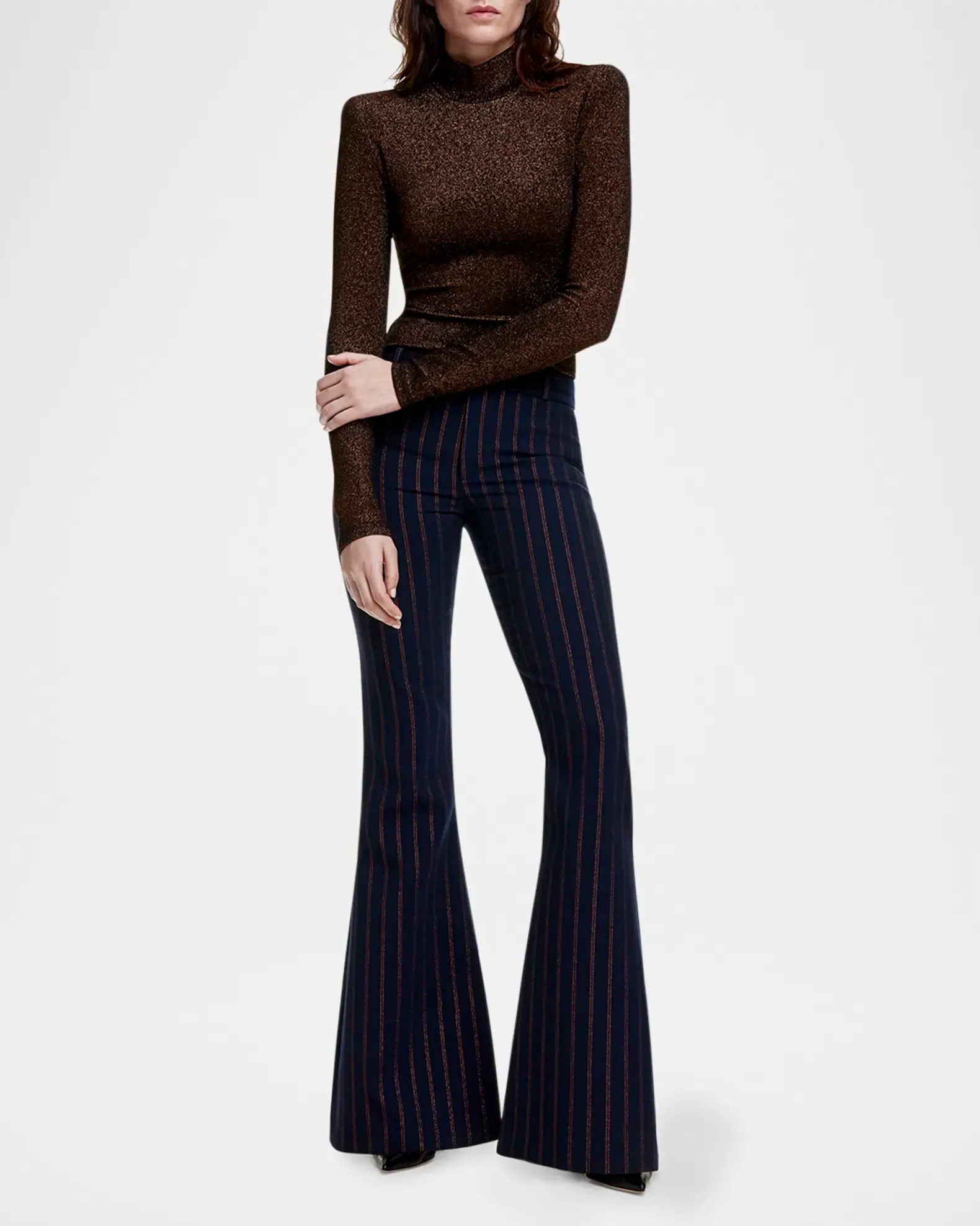 Sm24120 Metallic Stripe Bootcut Pant