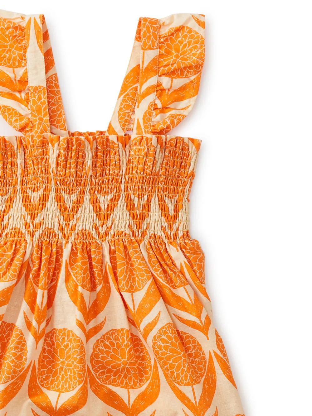 Smocked Flutter Sleeve Dress: Marigold