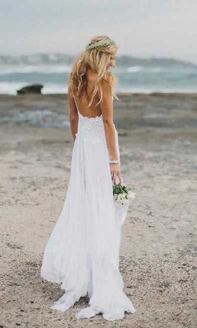 Spaghetti Strap Lace Backless Evening Gown