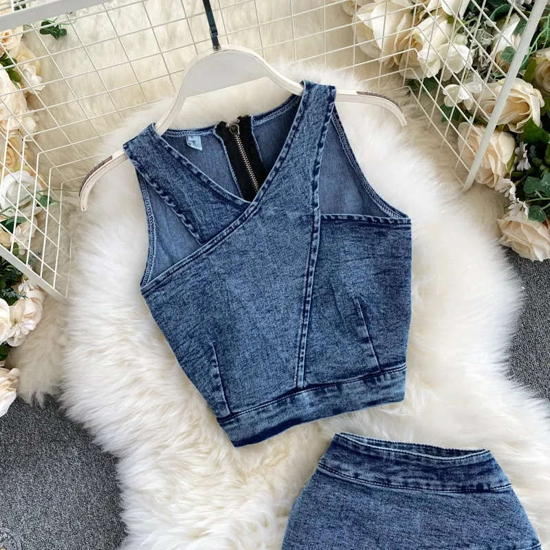 Straps TopsJean Skirt Suit