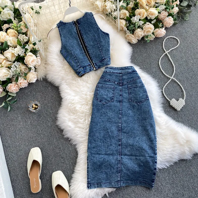 Straps TopsJean Skirt Suit