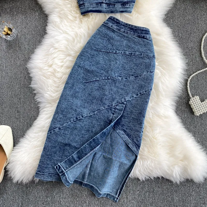 Straps TopsJean Skirt Suit