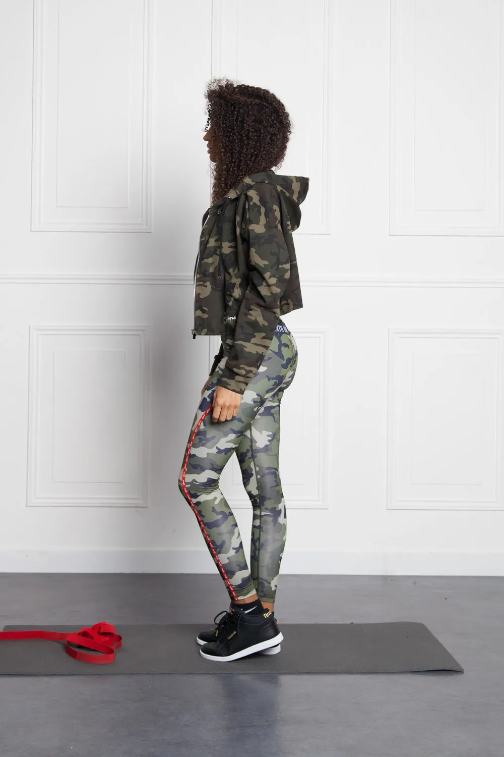 Sweat capuche zippé camouflage Sport kaki W2387VJA